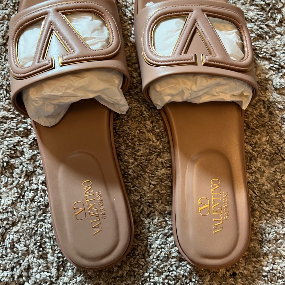 Valentino Garavani Brown Slide Sandals